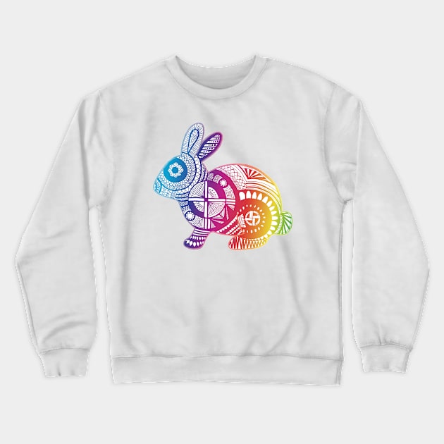 Rainbow Rabbit Crewneck Sweatshirt by calenbundalas